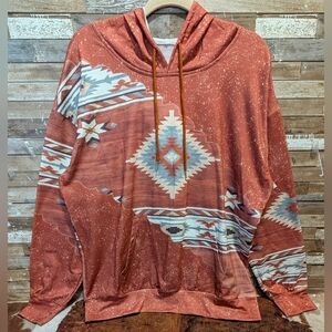 Southwest Aztec Polyester Hoodie W Front Pocket